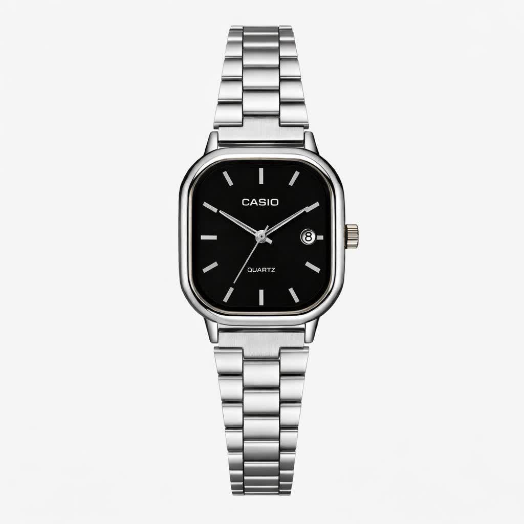 ساعت مچی زنانه کاسيو اولدمانی CASIO موتور ژاپن صفحه مشکی