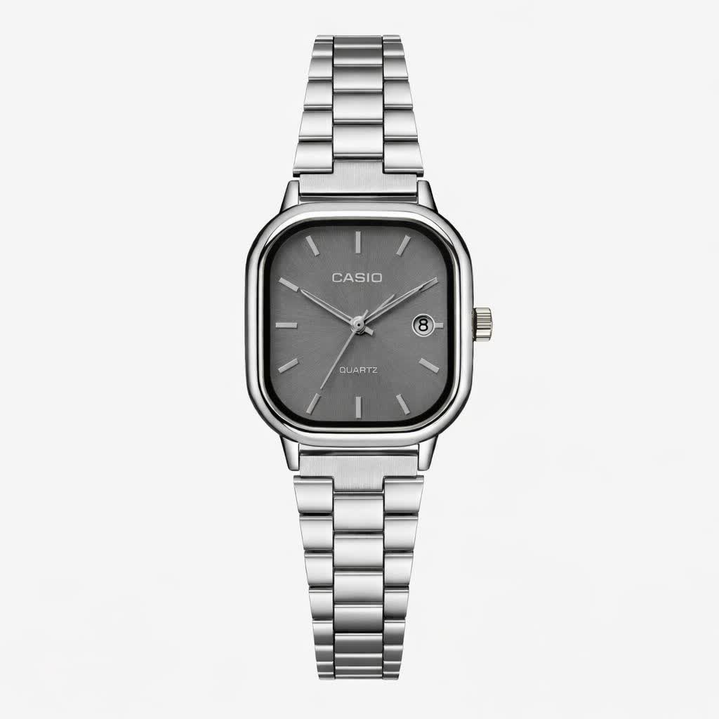 ساعت مچی زنانه کاسيو اولدمانی CASIO موتور ژاپن صفحه خاکستری