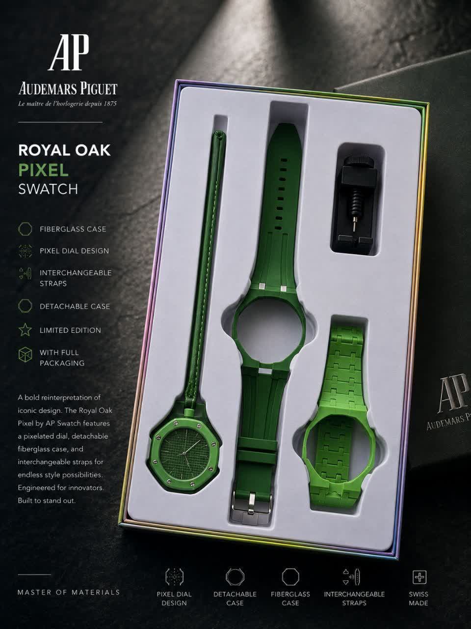 ساعت اسپرت سواچ پیگه AP × Swatch Royal Pop (ZZ) فول پک سبز پررنگ