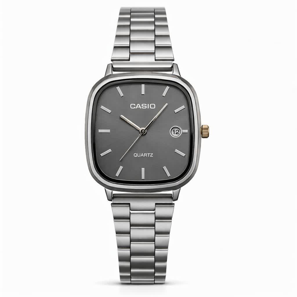 ساعت مچی مردانه کاسيو اولدمانی CASIO موتور ژاپن صفحه خاکستری