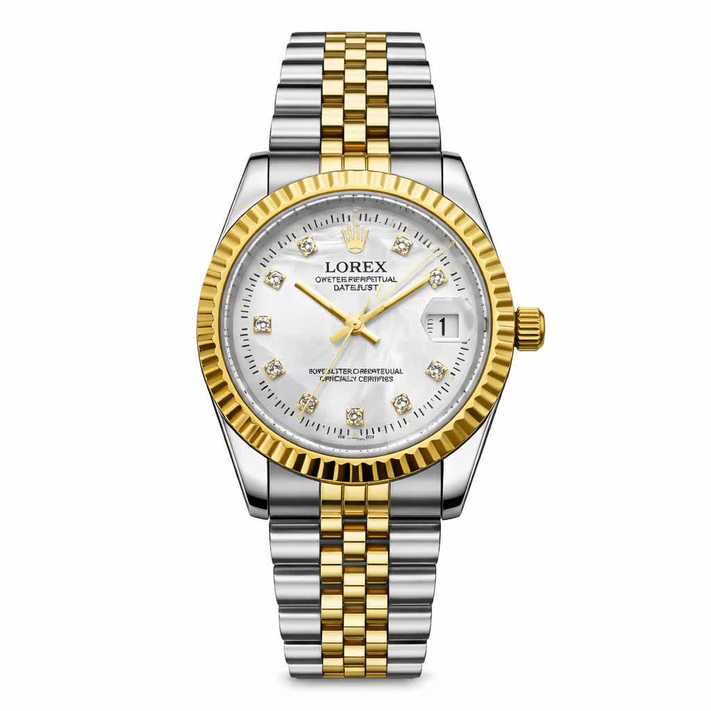 ساعت مچی زنانه رولکس ROLEX نقره ای رگه طلايی درجه يک