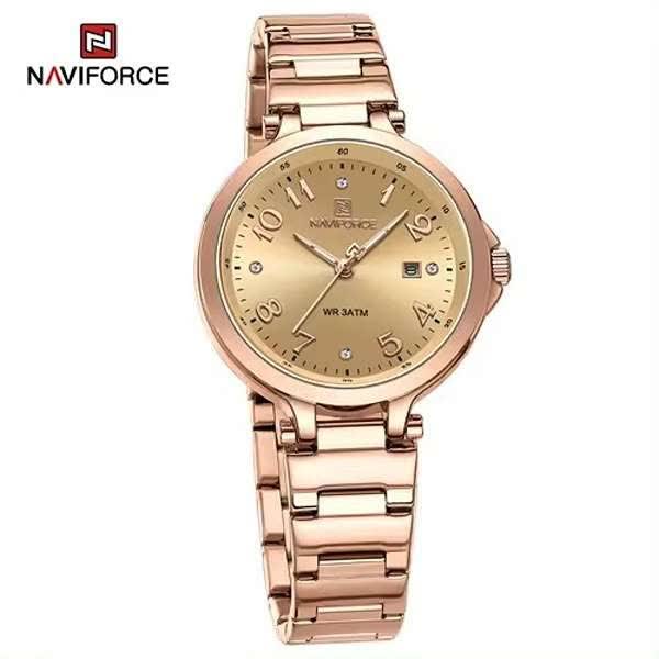 ساعت مچي عقربه اي زنانه نيوي فورس NAVIFORCE مدل Nf5033 رزگلد