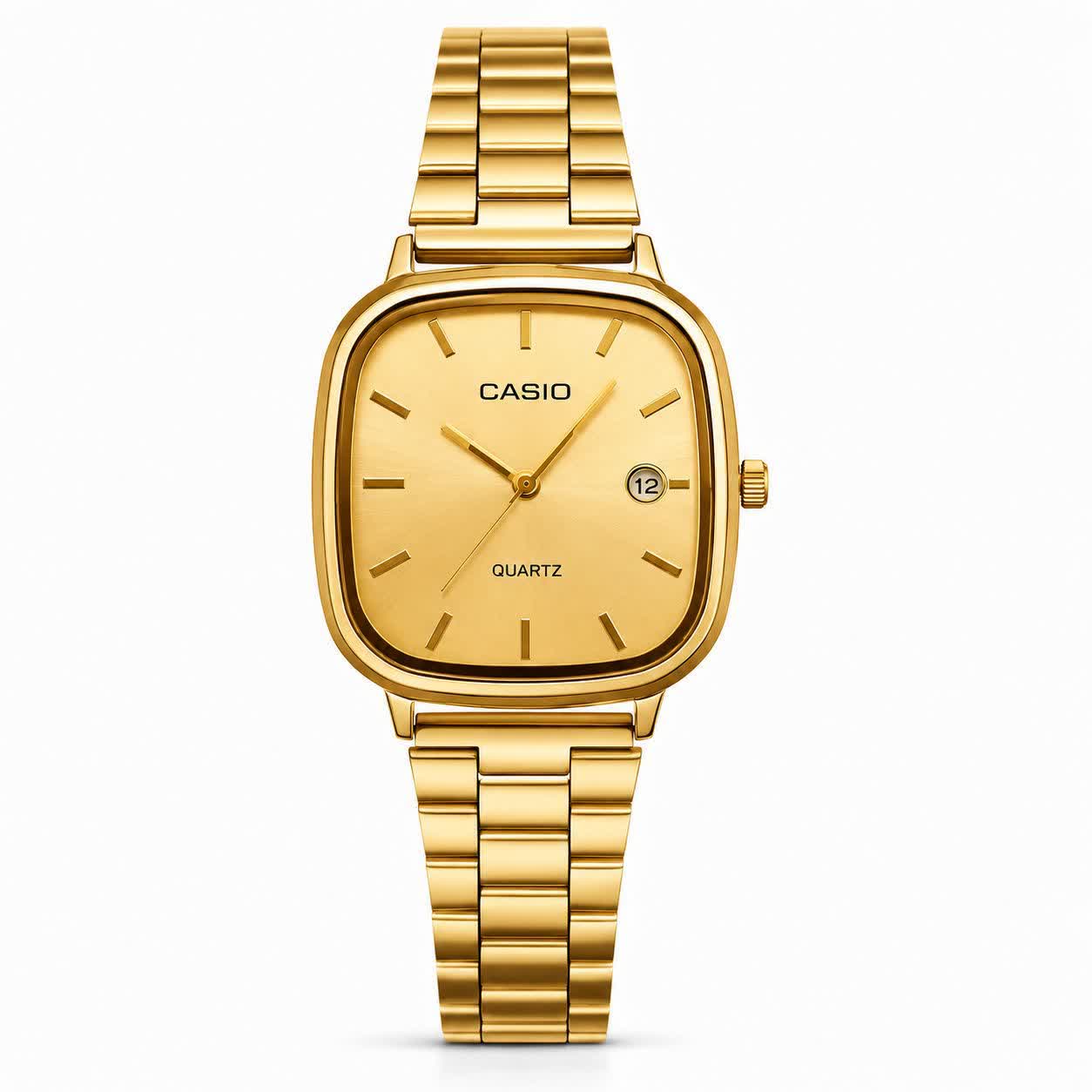 ساعت مچی مردانه کاسيو اولدمانی CASIO موتور ژاپن تمام طلايی