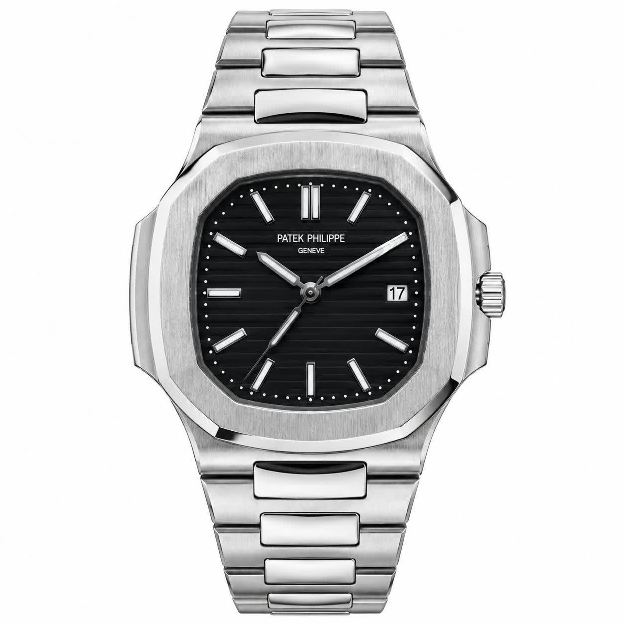 ساعت مچی عقربه ای مردانه پتک فیلیپ PATEKPHILIPPE نقره ای مشکی + گارانتی + فول پک