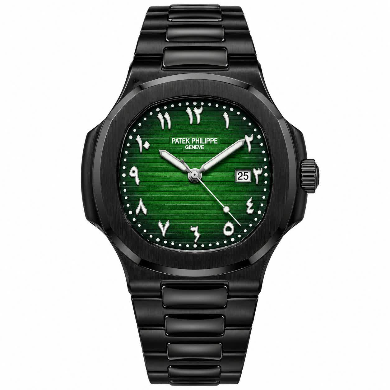 ساعت مچی عقربه ای مردانه پتک فیلیپ PATEKPHILIPPE صفحه سبز + گارانتی + فول پک m2