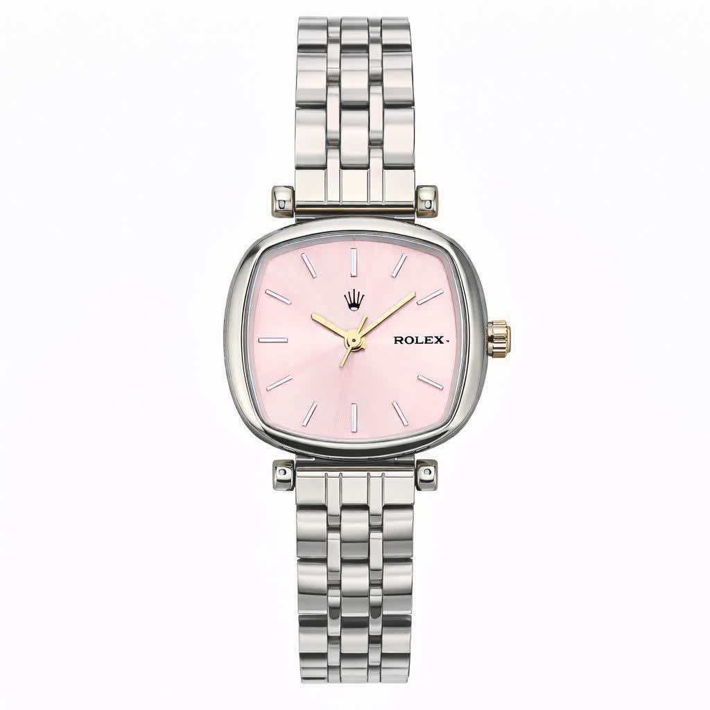 ساعت مچی کوارتز زنانه آرم رولکس ROLEX نقره ای صورتی