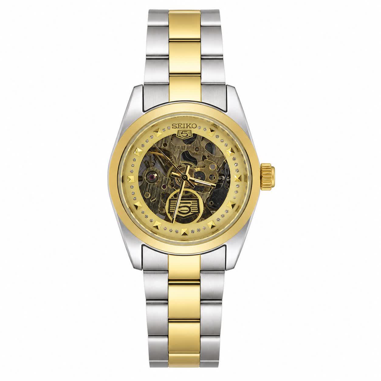 ساعت مچی اتوماتیک زنانه سیکو پنج 5 SEIKO نقره ای طلایی