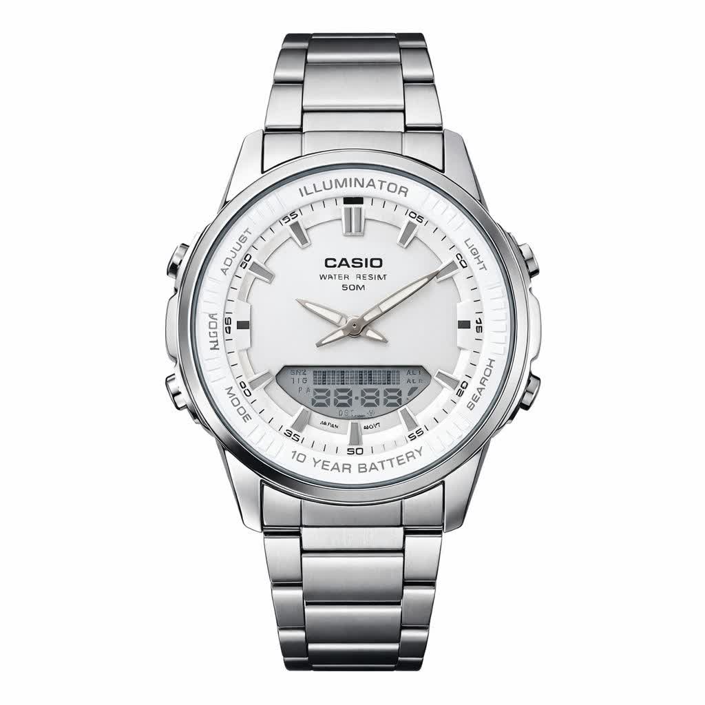 ساعت مچی عقربه ای و ديجيتال کاسيو CASIO صفحه سفيد