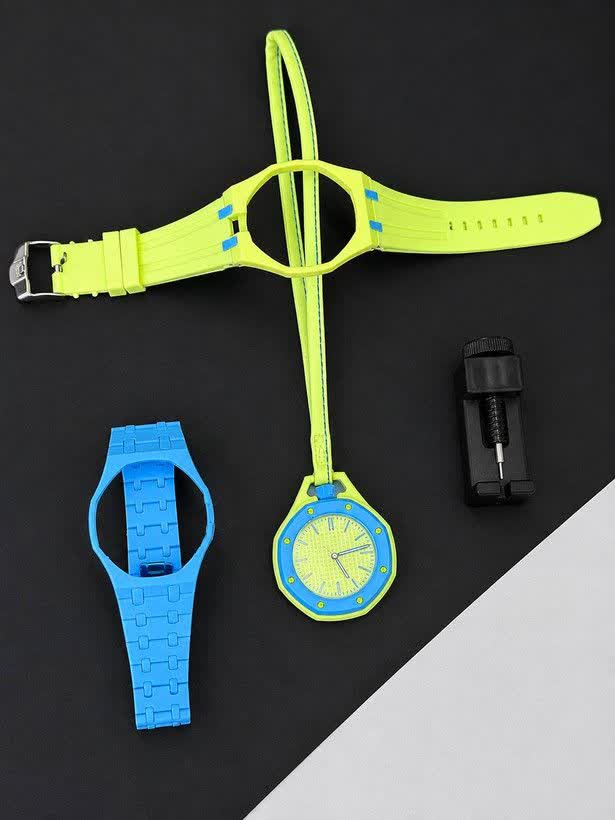 ساعت اسپرت سواچ پیگه AP × Swatch Royal Pop (ZZ) فول پک آبی سبز