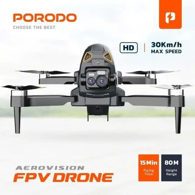هلی شات حرفه ای با قابليت کنترل از راه دور و دوربين فول اچ دی پرودو مدل Porodo Aerovision FPT Drone