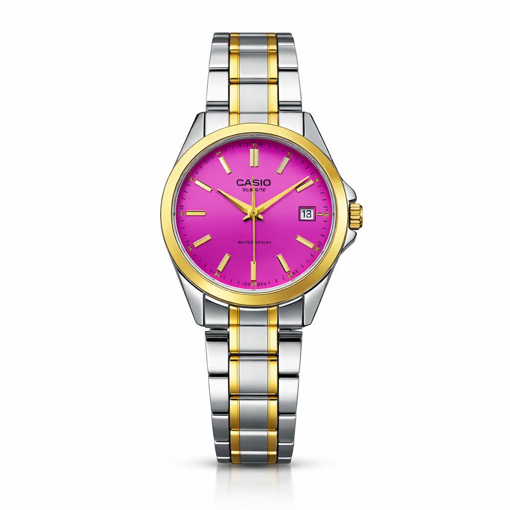 ساعت مچی زنانه کاسيو CASIO موتور ژاپن نقره ای صورتی کد 464+جعبه