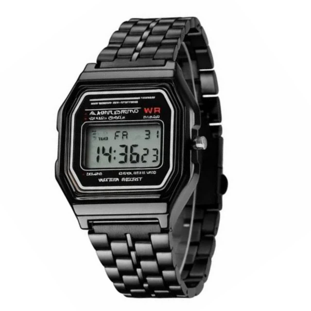 ساعت مردانه کاسيو CASIO مدل WR ليتيوم ديجيتال درجه يک فول بلک