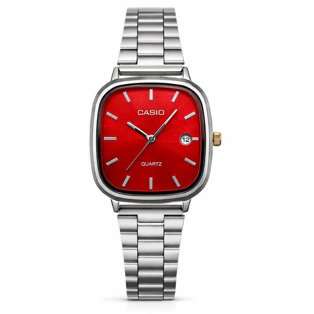 ساعت مچی مردانه کاسيو اولدمانی CASIO موتور ژاپن صفحه سرخ