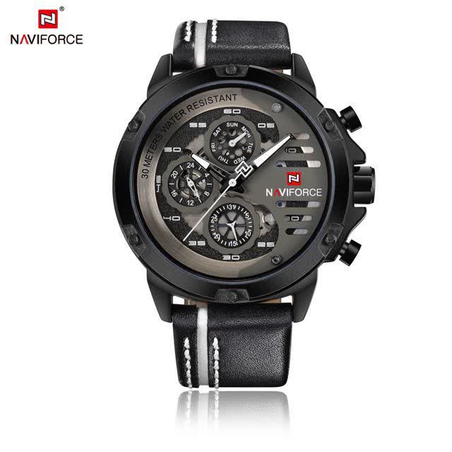 ساعت مچی نيوی فورس مردانه کرنوگراف NAVIFORCE مدل NF9110 موتور ژاپن مشکی