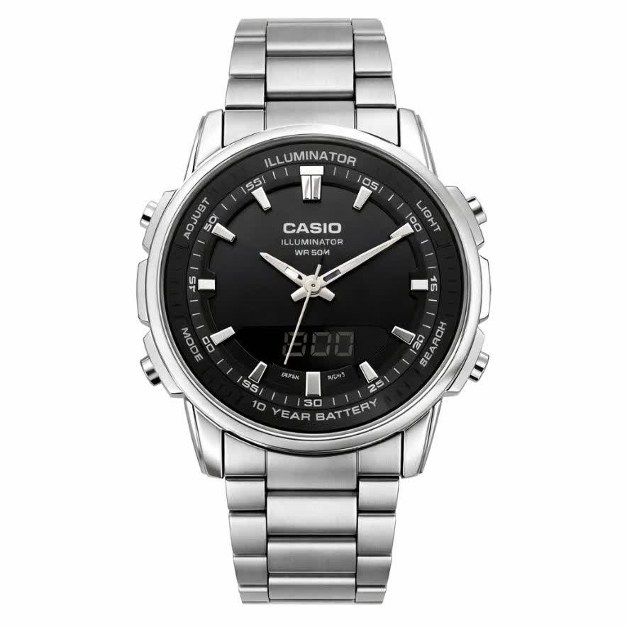 ساعت مچی عقربه ای و ديجيتال کاسيو CASIO صفحه مشکی + جعبه