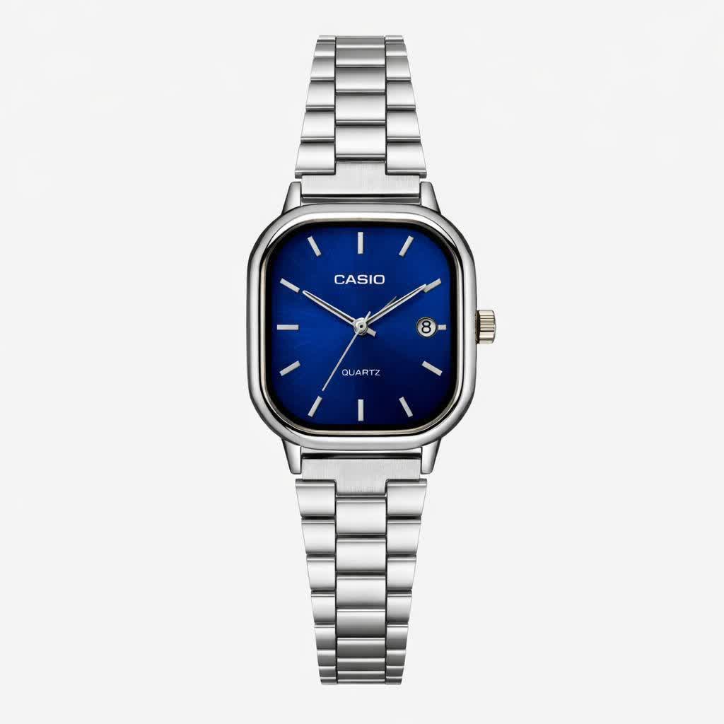 ساعت مچی زنانه کاسيو اولدمانی CASIO موتور ژاپن صفحه آبی