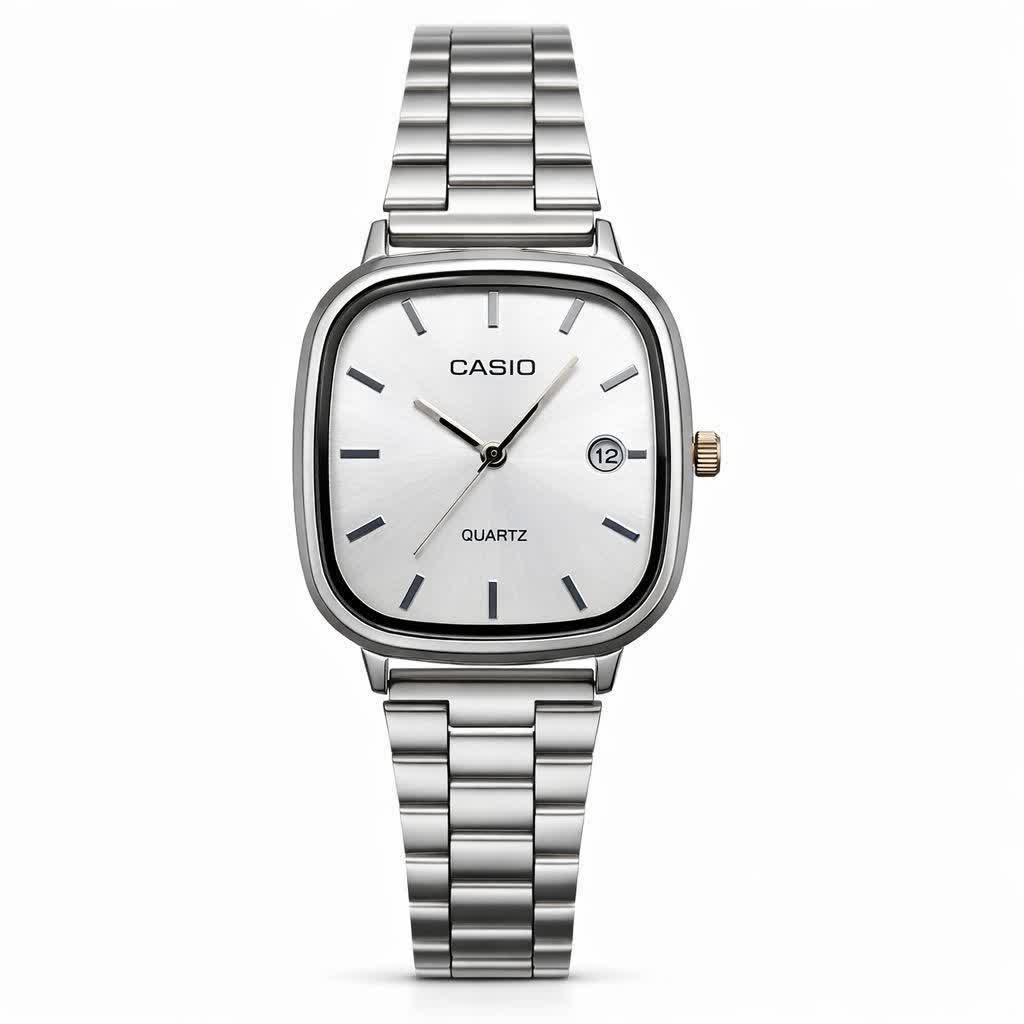 ساعت مچی مردانه کاسيو اولدمانی CASIO موتور ژاپن تمام نقره ای
