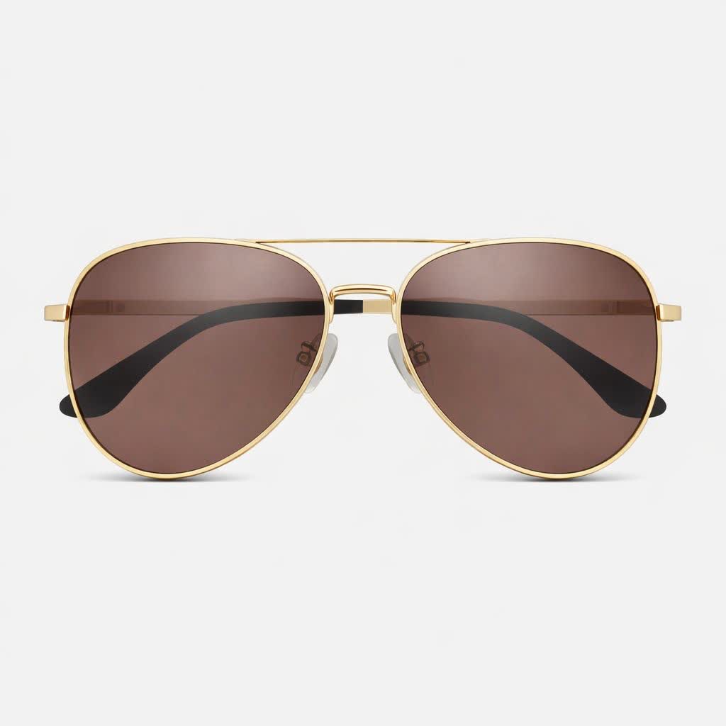 عينک آفتابی مردانه خلبانی استاندارد مدل C4 قهوه ای طلايی
