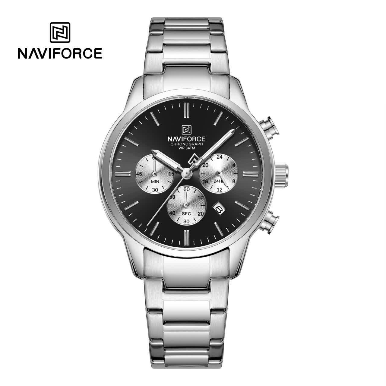 ساعت مچی نيوی فورس مردانه NAVOFORCE مدل Nf8076 صفحه مشکی