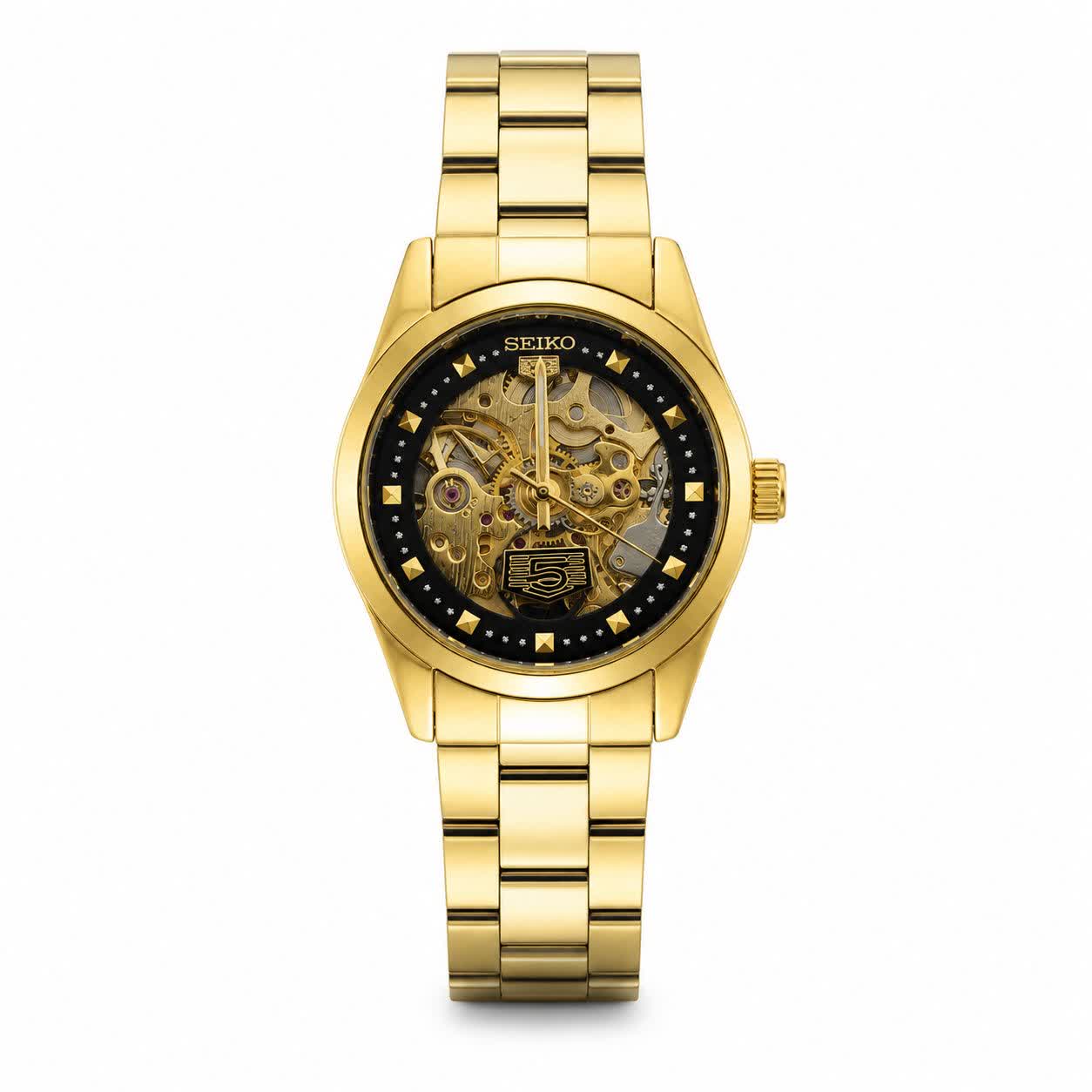 ساعت مچی اتوماتیک زنانه سیکو پنج 5 SEIKO طلایی مشکی