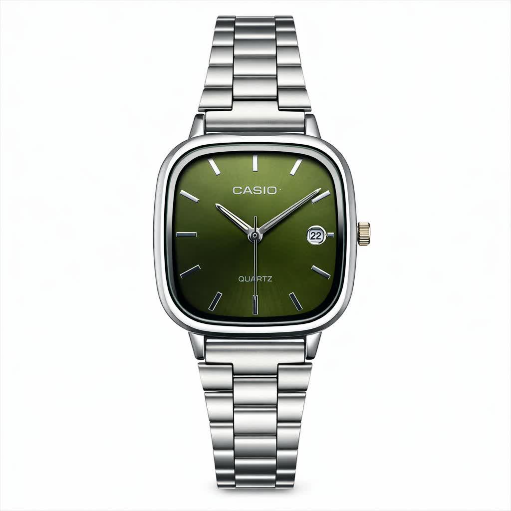 ساعت مچی مردانه کاسيو اولدمانی CASIO موتور ژاپن صفحه سبز