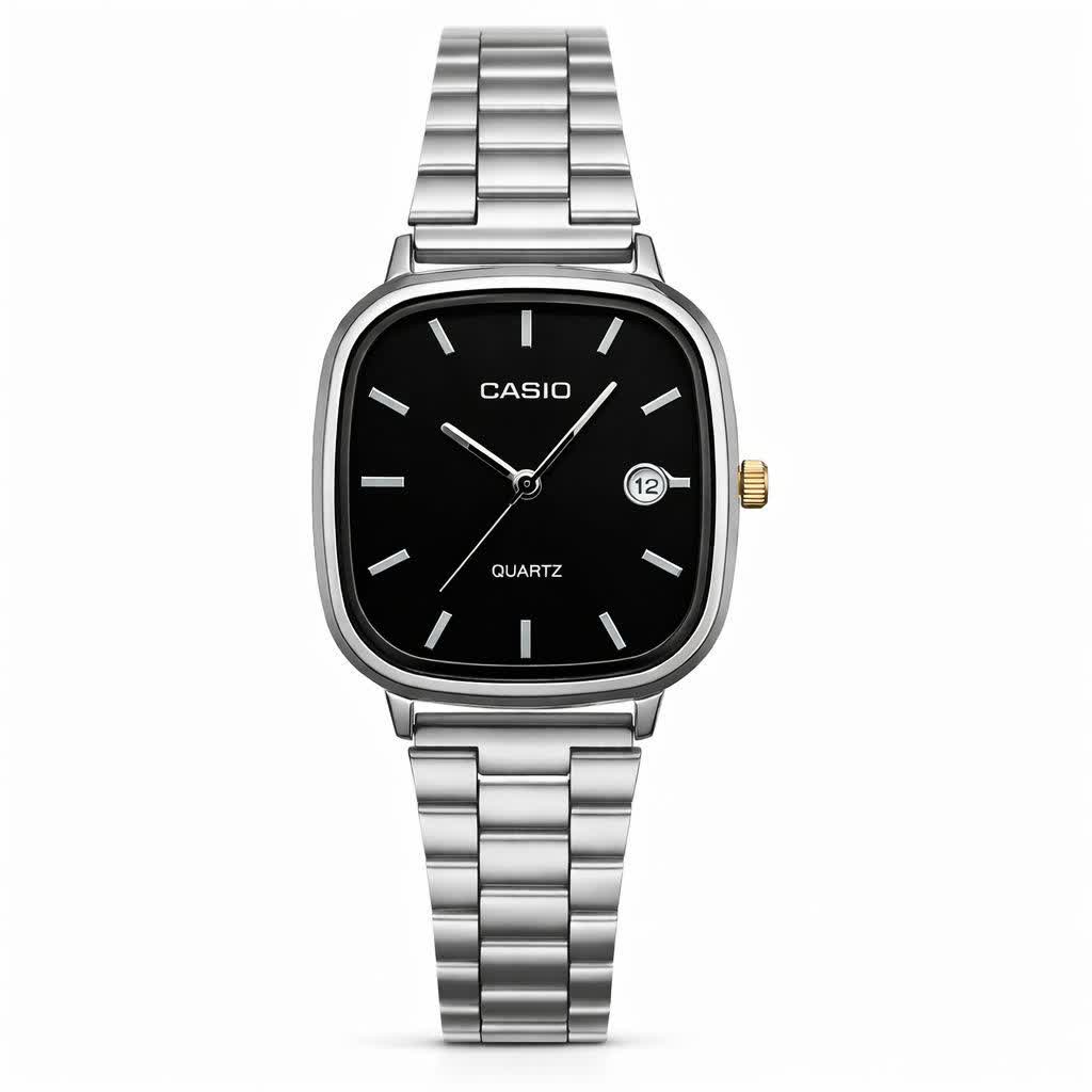 ساعت مچی مردانه کاسيو اولدمانی CASIO موتور ژاپن صفحه مشکی