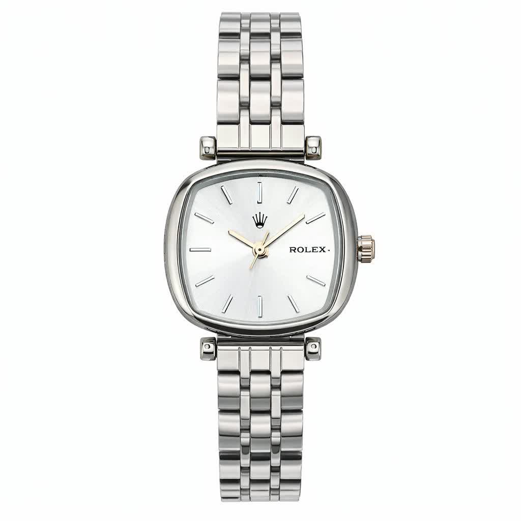 ساعت مچی کوارتز زنانه آرم رولکس ROLEX نقره ای سفيد